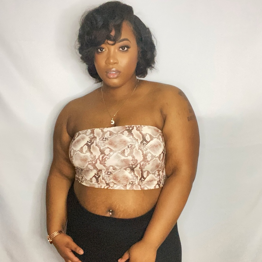Plus Size Bandeau - Chocolate Python - Picture 3 of 3